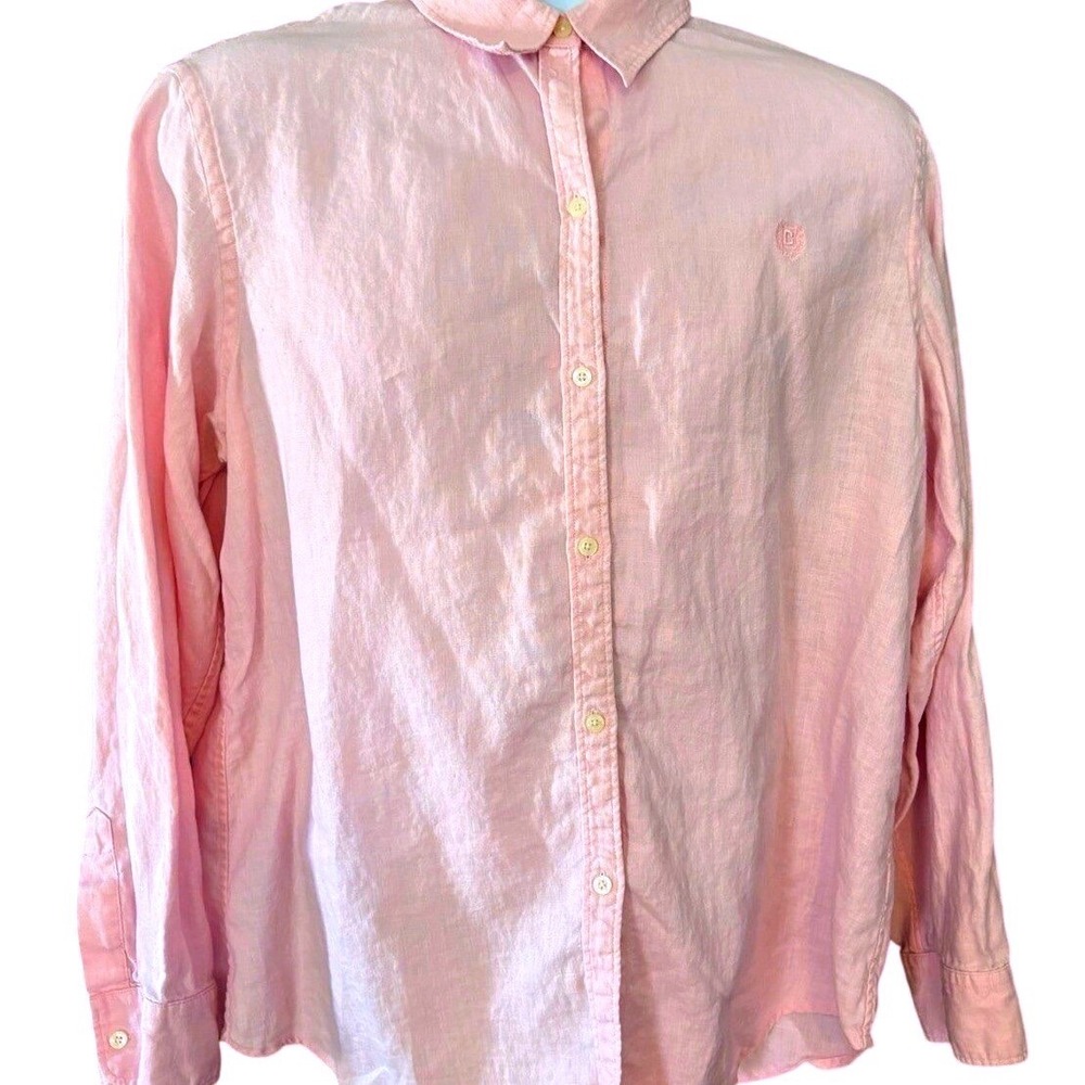 Chaps Men's XL Pink‎ Linen Button Down Shirt Long Sleeve Classic Fit